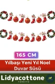 Noel Yılbaşı Tek Taraflı Baskı Yeni Yıl Kutlama Parti Dekoratif Kağıt Banner Çelenk Duvar Süsü 165cm - 1