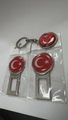 Türk Bayraklı Üniversal Ikaz Ses Metal Toka 2 Adet Çift Yönlüdür Ve Anahtarlık 1 Adet - 3