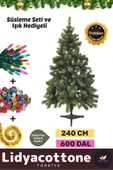 Noel Paketi Süsleme Seti Yılbaşı Çam Ağacı Renkli Işığı Kutlama Parti Yeni Yıl Süsleri 240Cm 600 Dal - 1