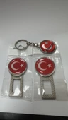 Türk Bayraklı Üniversal Ikaz Ses Metal Toka 2 Adet Çift Yönlüdür Ve Anahtarlık 1 Adet - 2