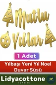 Yeni Yıl Noel Yılbaşı Kutlama Parti Mutlu Yıllar Merry Christmas Kaligrafi Banner Gold Banner Yazı - 1