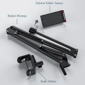 Akrobat Hareketli Uzun Kol Telefon İpad Tablet Tutucu Katlanır Stand Mengeneli 4 11inç - 4