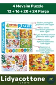 Premium Zeka Geliştirici Eğitici Öğretirken Eğlendiren Çocuk 12 +16 + 20 + 24 Parça Puzzle: 4 Mevsim - 1