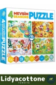 Premium Zeka Geliştirici Eğitici Öğretirken Eğlendiren Çocuk 12 +16 + 20 + 24 Parça Puzzle: 4 Mevsim - 3