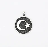 Gümüş Ayyıldız Kabartma  Model Erkek Kolye - 1