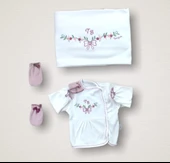 Bahar Çiçekleri Nakışlı %100 Cotton Antibakteriyel 10lu Zıbın Takımı Hastane Çıkışı - 2