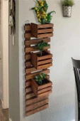 KUZELA  Ahşap Duvar Saksılık. - 2
