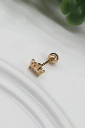 Gold Kaplama  Zirkon Taşlı Queen Tragus Küpe,Piercing, Kırkırdak Küpe - 1