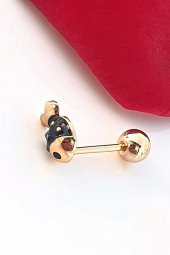 Gold Kaplama Zirkon Taşlı Balık Tragus Küpe, Piercing, Kırkırdak Küpe - 1