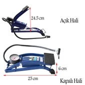 Ayak Tipi Hava Pompası Göstergeli Tekli Teker Araç Araba Bisiklet  Motorsiklet Top Pompası - 4