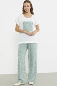 Çiçek Desen Kombinli İkili Takım - Yeşil thumbnail 1