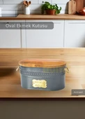 Ekmek Sepeti Paslanmaz Ekmek Saklama Kutusu Kesme Tahtalı Ekmeklik Antrasit - 1