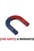 Faber Castell  ( 100 ADET )  U Mıknatısı 38.5x35,6 mm Deney Malzemesi Okul Projeleri At Nalı Mıknatıs Kırmızı Mavi - 1