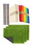 Nova Color  Maket Yapım Seti A4 Suni Çim Renkli ve Naturel Dondurma Dil Çubuğu Maket Çim Yapay Çim Ahşap Çit - 1