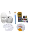 TİFOYS  5 Adet Karton Maske , Akrilik Boya , Resim Fırçası, Resim Paleti , Lastikli Misina , Eğitici Boyama - 1