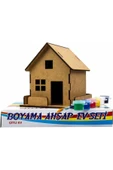 TİFOYS  Ahşap Boyama Ev Seti Çitli 6 Renk Boya Ve Fırçalı - 1