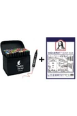 TİFOYS  60'lı Çift Taraflı Art Marker Keçeli Kalem Seti Çantalı + Mona Lisa Eskiz Defteri 50 Yaprak 120GR. - 1