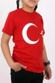 Kırmızı Beyaz Türk Bayrak Baskılı Unisex Çocuk Tişört - 5