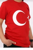 Kırmızı Beyaz Türk Bayrak Baskılı Unisex Çocuk Tişört - 4