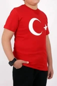Kırmızı Beyaz Türk Bayrak Baskılı Unisex Çocuk Tişört - 2
