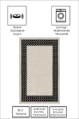 Makinede Yıkanabilir Leke Tutmaz  GRİ Modern Çerçeve Desen Halı ŞHB1322  KREM 80 x 200 - 5