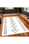 Makinede Yıkanabilir Leke Tutmaz  Iskandinav Beyaz Pvc Deri Kaymaz Taban Salon Saçaksız Halı 369-00  ÇOKLU 100 x 350 - 5