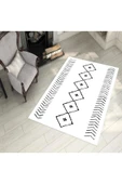 Makinede Yıkanabilir Leke Tutmaz  Iskandinav Beyaz Pvc Deri Kaymaz Taban Salon Saçaksız Halı 369-00  ÇOKLU 100 x 350 - 3