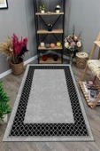 Makinede Yıkanabilir Leke Tutmaz  GRİ Modern Çerçeve Desen Halı ŞHB1322  GRİ 80 x 150 - 2