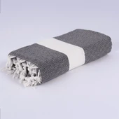 Homedius Elmas Desenli Diamond Pamuk Peştamal Banyo ve Plaj Havlusu 100x180 cm Siyah 100x180 - 5