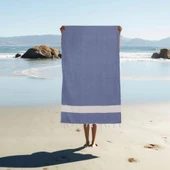 Homedius Elmas Desenli Diamond Pamuk Peştamal Banyo ve Plaj Havlusu 100x180 cm Mavi 100x180 - 1