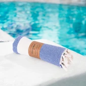 Homedius Elmas Desenli Diamond Pamuk Peştamal Banyo ve Plaj Havlusu 100x180 cm Mavi 100x180 - 3