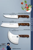 Sürmene Serisi Mutfak Şef Bıçak Seti Et Ekmek Salata Börek Pizza Şef Bıçağı 3 Lü Set Kahve (Mft-023) - 2