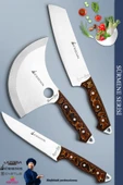 Sürmene Serisi Mutfak Şef Bıçak Seti Et Ekmek Salata Börek Pizza Şef Bıçağı 3 Lü Set Kahve (Mft-023) - 1
