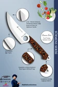 Sürmene Serisi Sivri Mutfak Kamp Şef Bıçak Et Ekmek Sebze Salata Kamp Şef Bıçağı Kahve (Mft-029) - 4