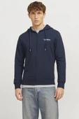 Jack&Jones Oversize Fermuarlı Kapüşonlu Erkek Sweatshirt - Minimalist Tarz - 5