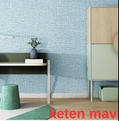 Renkli Duvarlar 50x280cm 1Adet Keten Mavi Arkası Folyolu Yapışkanlı Yalıtımlı Boyanabilir Duvar Paneli Kağıdı RDA22 thumbnail 3