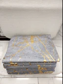 Süngerli Kadife Mermer Desen Kaymaz Koltuk Örtüsü (170x210)-Griye Altın Varaklı - 2
