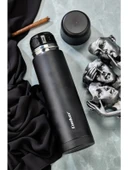 Paslanmaz Çelik Black 0,750 ml Kitchen Piknik Kamp Okul Servis ve Ikram Için Su Meşrubat Çay Termos Piknik - 1