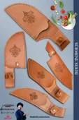 Sürmene Serisi Mutfak Kamp Şef Bıçak Seti Et Ekmek Sebze Kamp Şef Bıçağı 5 Li Set Kahve (Mft-040) - 2
