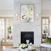 Renkli Duvarlar 50cmx50cm 1Adet Beyaz 3D Abs Çizgili Desenli PVC Dayanıklı Duvar Paneli Silinebilir Lambiri Model thumbnail 3