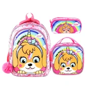 Muggle 2 Bölmeli Pink World Okul Çantası + Beslenme Çantası + Kalemlik - 1