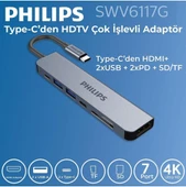 Philips Type C to PD 87W HDMI USB SD Micro SD Dönüştürücü Hub - 4