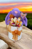 SOLE Premium Paskalya Temalı 45 cm Mor Bunny Tavşan Hediye Kutusu - Dekoratif Yumurta ve Kelebek Süslemeli - 1