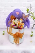 SOLE Premium Paskalya Temalı 45 cm Mor Bunny Tavşan Hediye Kutusu - Dekoratif Yumurta ve Kelebek Süslemeli - 3
