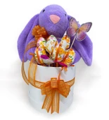 SOLE Premium Paskalya Temalı 45 cm Mor Bunny Tavşan Hediye Kutusu - Dekoratif Yumurta ve Kelebek Süslemeli - 5