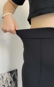 Kadın  Krep Kumaş Dar Paça Beli Lastikli Siyah Çizgi Detaylı  Pantolon - 6
