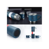 Paslanmaz Çelik Termos 500ml 3 Bardaklı Termos Seti thumbnail 2