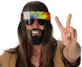 Siyah Saçlı Bandana Hippi Parti Gözlüğü - 3