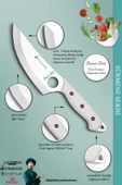 Sürmene Serisi Outdoor Bıçak Kamp Bıçağı Mutfak Şef Bıçak Bıçağı Deri Kılıflı Beyaz (Out-001) - 4