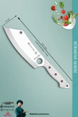 Sürmene Serisi Outdoor Bıçak Kamp Bıçağı Mutfak Şef Bıçak Bıçağı Deri Kılıflı Beyaz (Out-003) - 3